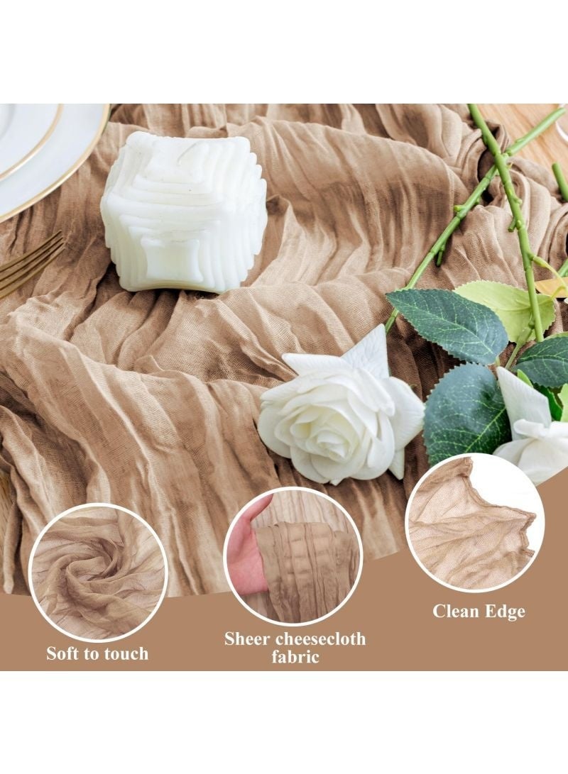 Cheesecloth Table Runner, 90 x 400 cm Boho Gauze Table Decor, Translucent Tablecloth for Wedding Reception Bridal Shower Party Decoration Table Centerpiece - Image 3